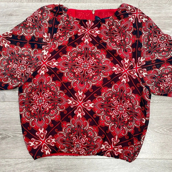 NWT Tommy Hilfiger Long Sleeve Blouse Sky Captain Multi Red Navy XS - Picture 7 of 16